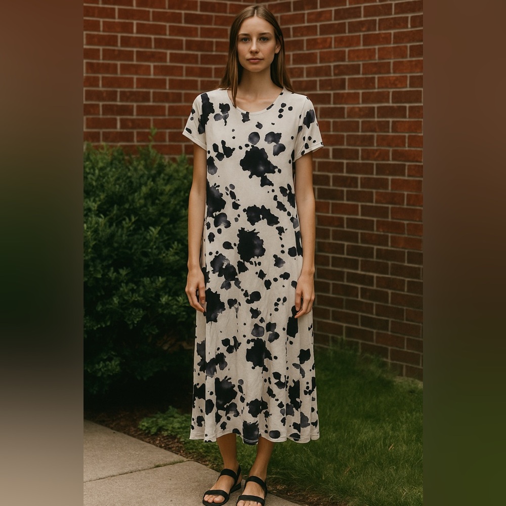 Southern Stitch Splatter Print Maxi Dress
